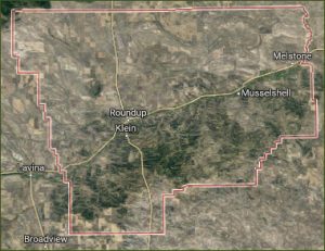 image of Mussellshell County topographical map in Montana